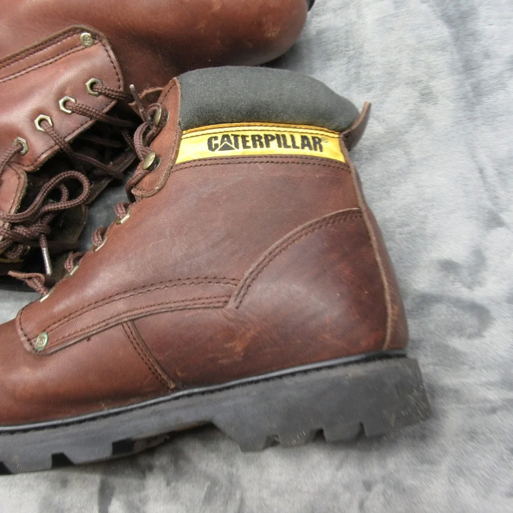 Caterpillar Work Boots Mens 11M Brown Steel Toe Leather Second Shift Lace‎ Up